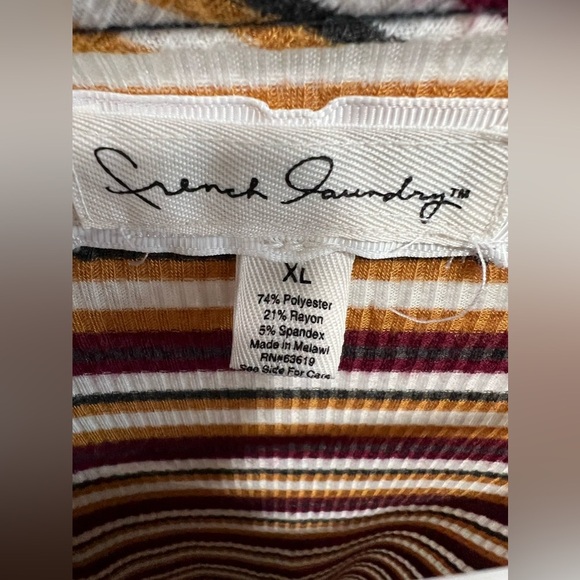 French Laundry Multi Color Striped Shirt w/ Button Detail Size XL - Picture 3 of 4